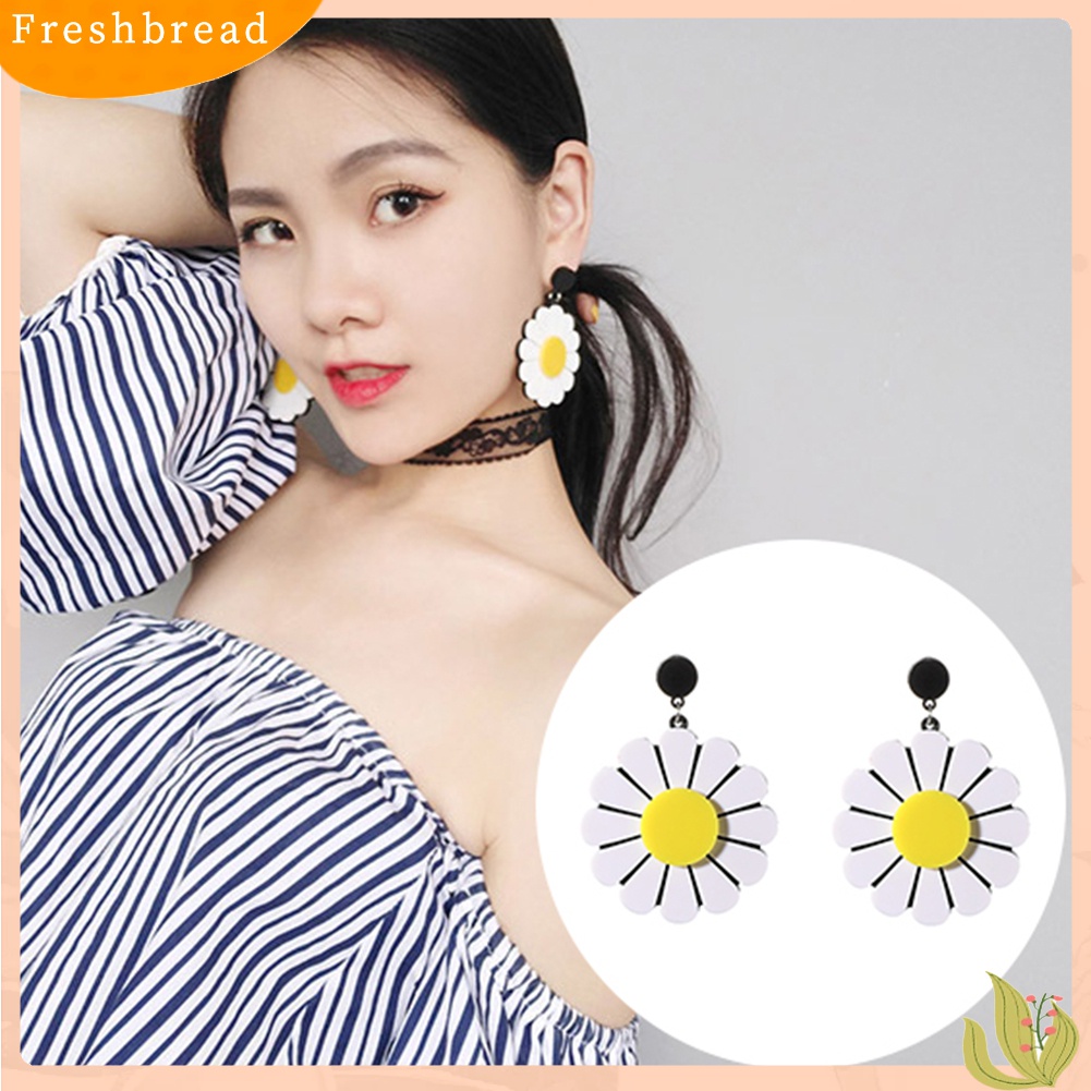 Fresh| Anting Tusuk Gantung Wanita Bahan Akrilik Desain Bunga Aster Besar Untuk Pesta