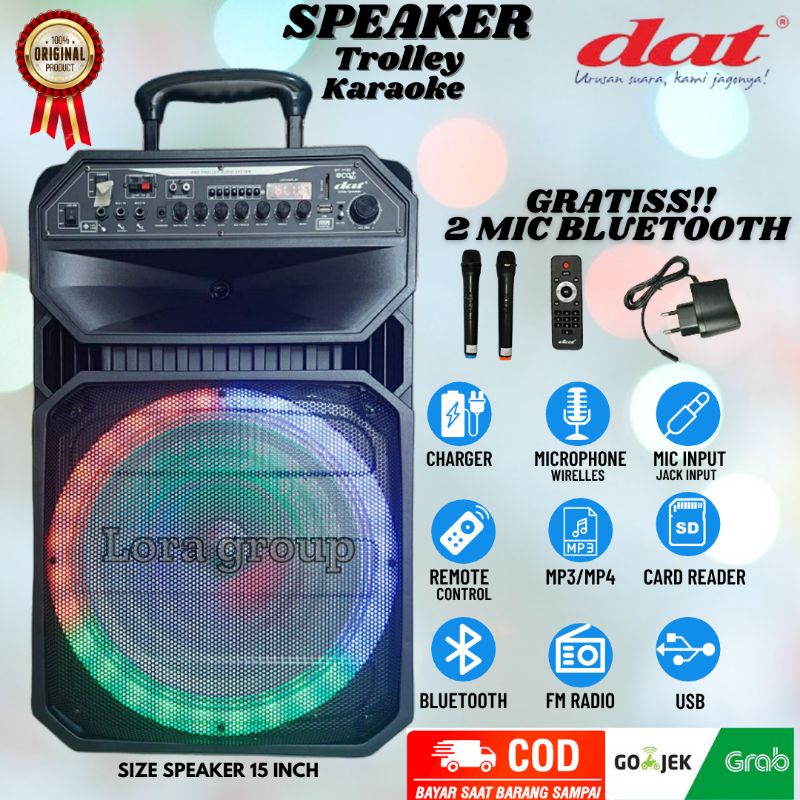 SPEAKER BLUETOOH AKTIF KARAOKE 15 INCH DAT DT 1150+ECO SUPER EXTRA POWER