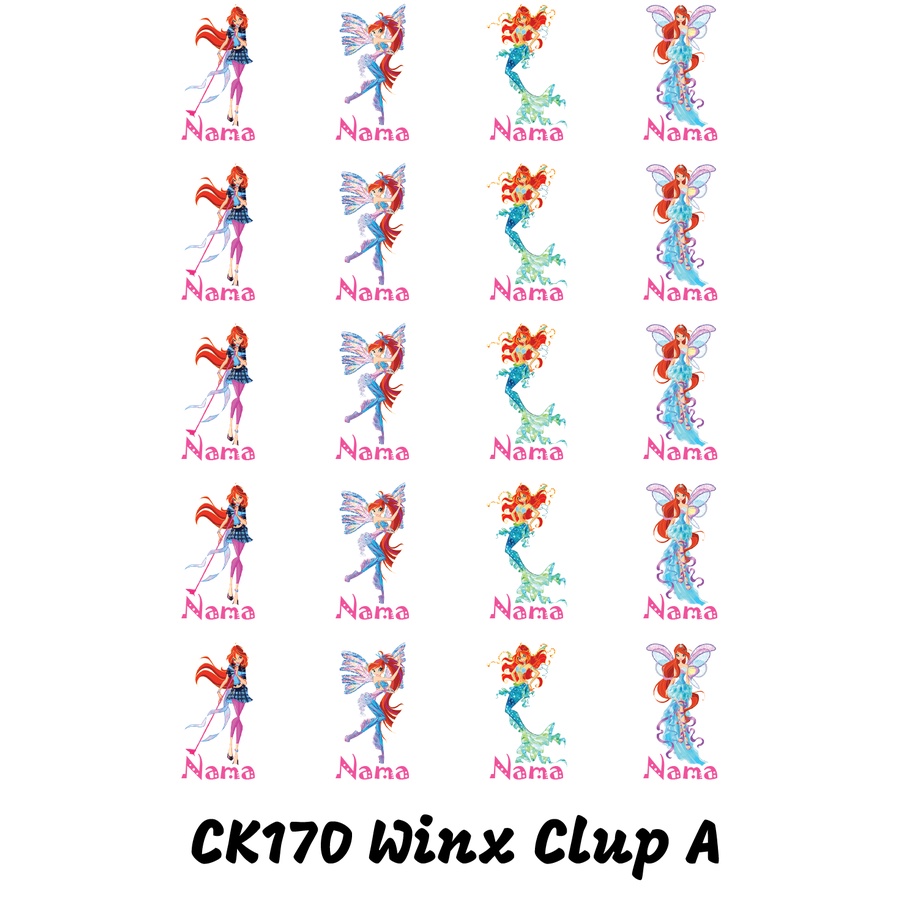 

Sticker Nama Cutting Label Waterproof Tahan Air Winx Club A (CK170)