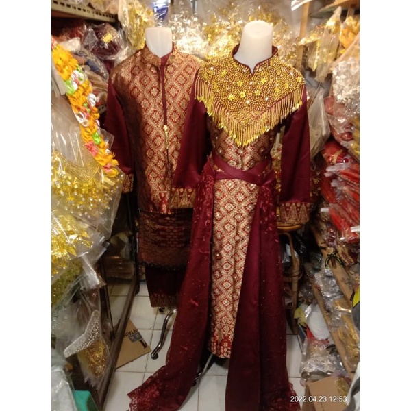 baju pengantin palembang songket + ekor