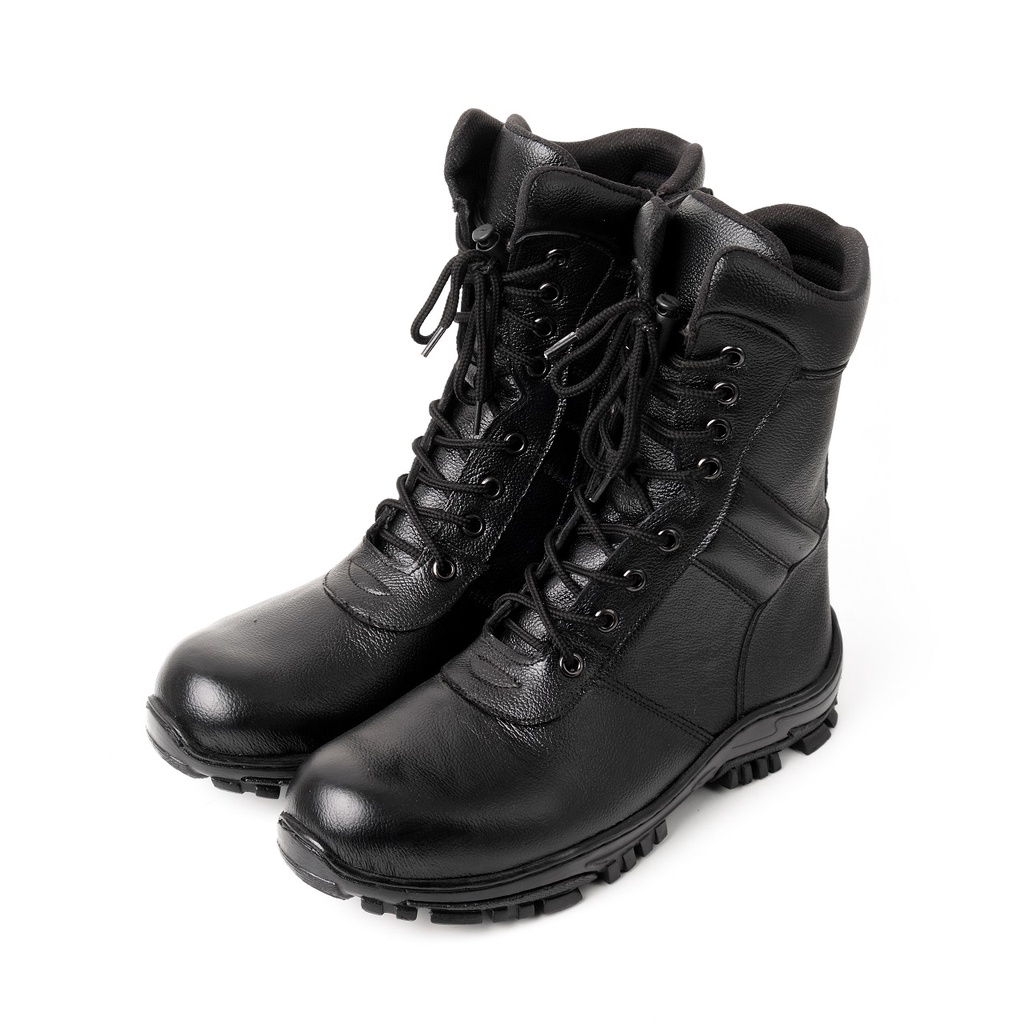 GUZZE Sepatu Pria Original Model Boots Safety PDL TNI POLRI Bahan Kulit Sapi Ujung Depan Besi Gratis