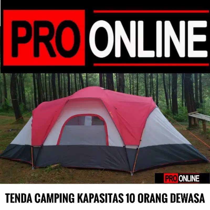 Tenda camping dobel layer alas terpal kapasitas 10 orang dewasa lebih - tenda kemping Outdoor/indor