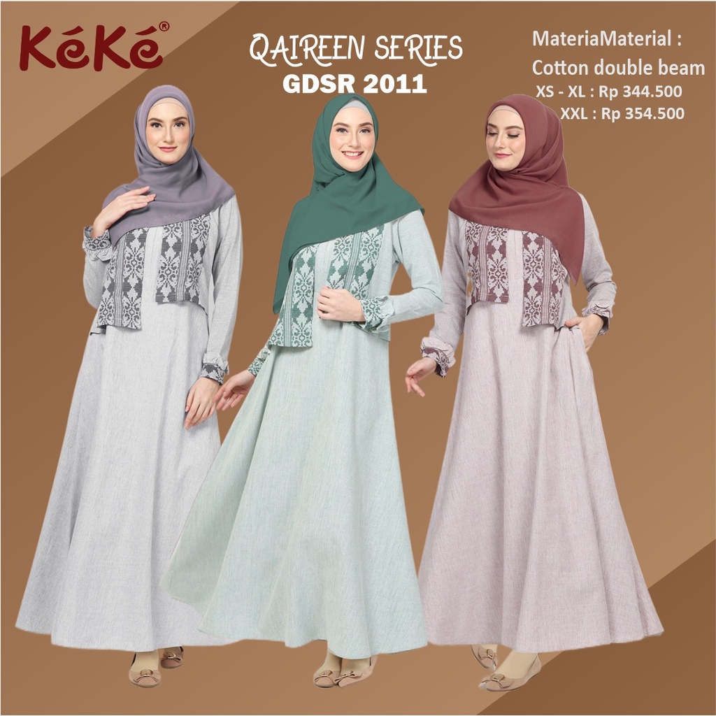 Gamis Dewasa Keke GD SR 20 11 MARUN/TOSKA/ABU | Gamis Dewasa Keke Original | Qaireen Series | SR 20 