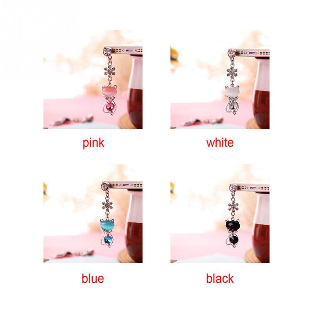 Quinton Stopper Plug Earphone Anti Debu Desain Kucing Lucu Hias Kristal Aksesoris Handphone