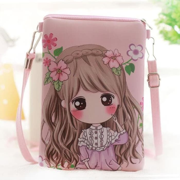 Fashion Bags TAS Handphone Smartphone Tipe A Fashion Cartoon Girl