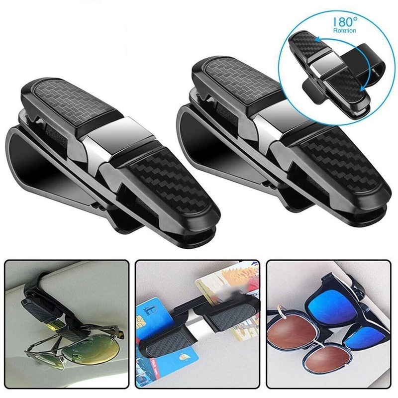 Universal Car 180° Spin Glasses Clip / With Sponge Sunglasses Clip Note Folder / Multifunction For Eye Glasses Card Pen Holder Clip