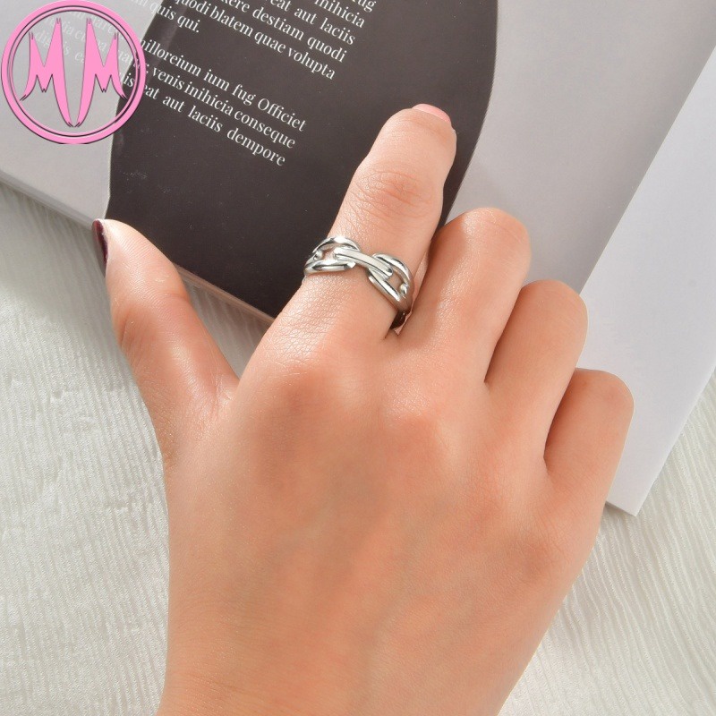 MORYMOSHI R359 Cincin Wanita Ring Rantai Titanium Stainless Anti Karat Anti Luntur Fashion Korea