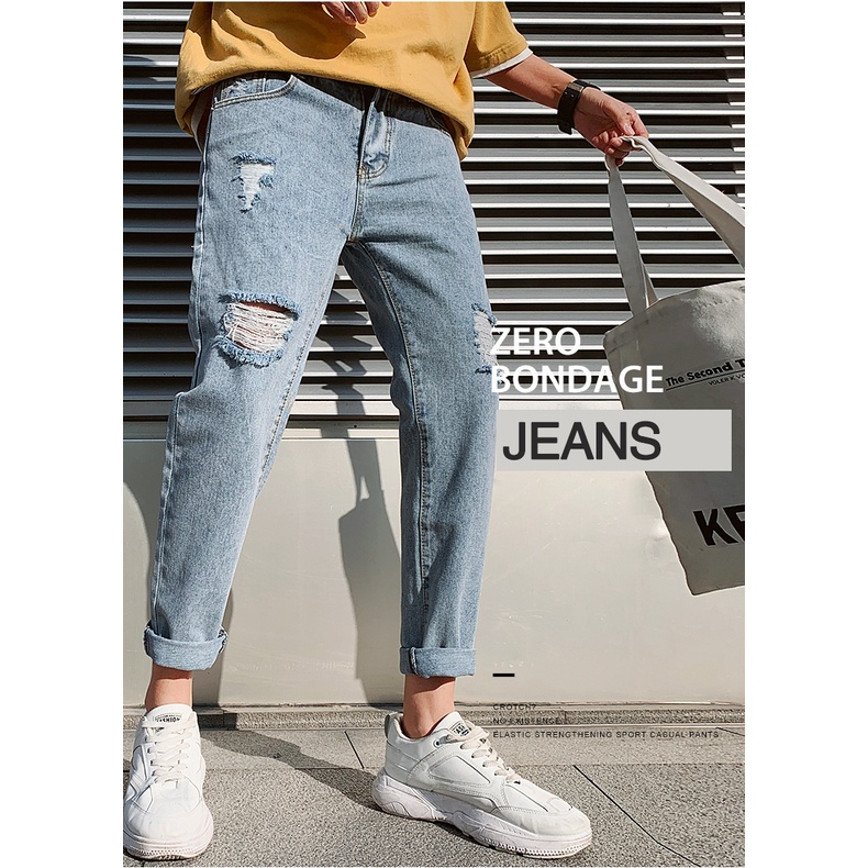 Celana jeans pria ripped jeans pria Celana panjang slimfit pria celana jeans denim pria Jeans pria Korean style