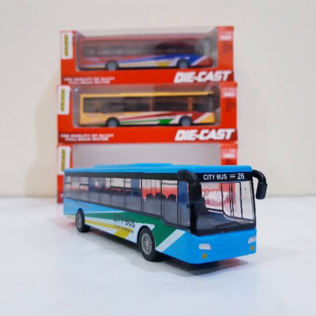 Diecast City Bus Alloy Pullback - Miniatur Mainan Anak Mobil Bis Kota