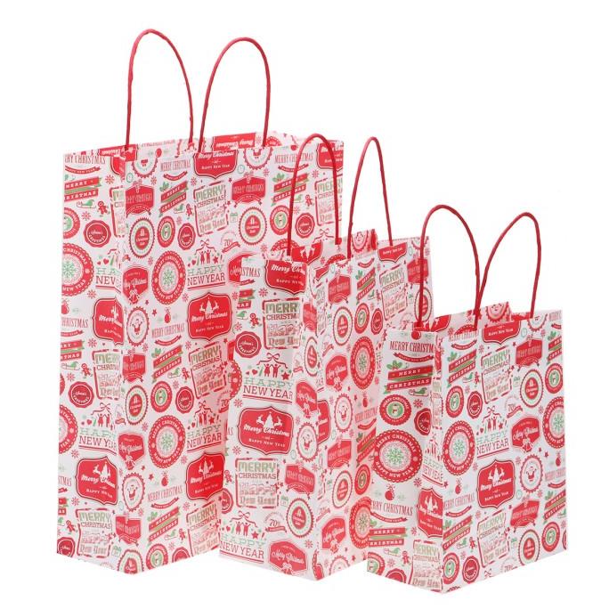 

GETNOW 12PCSLOT CHRISTMAS KRAFT PAPER BAG SANTA GIFT BAG CANDY BAG DC452CD3