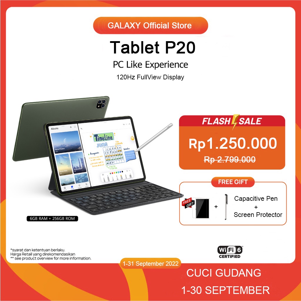 Galaxy tab P20 Tablet android 8GB+256GB | Pengalaman Pro Layaknya PC | 120Hz OLED Real Color Display | Ultra-tipis &amp; Ringan laris manis SIM+WIFI Tablet PC 5