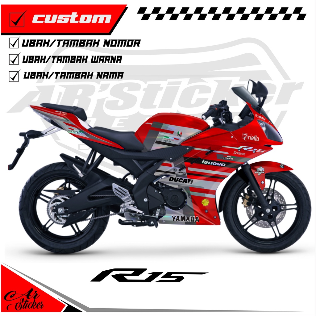 Decal Sticker Full Body Yamaha R15 V1&V2 Hologram Pelangi, Chrome - Decal stiker Motor R15 V1&V2 - D
