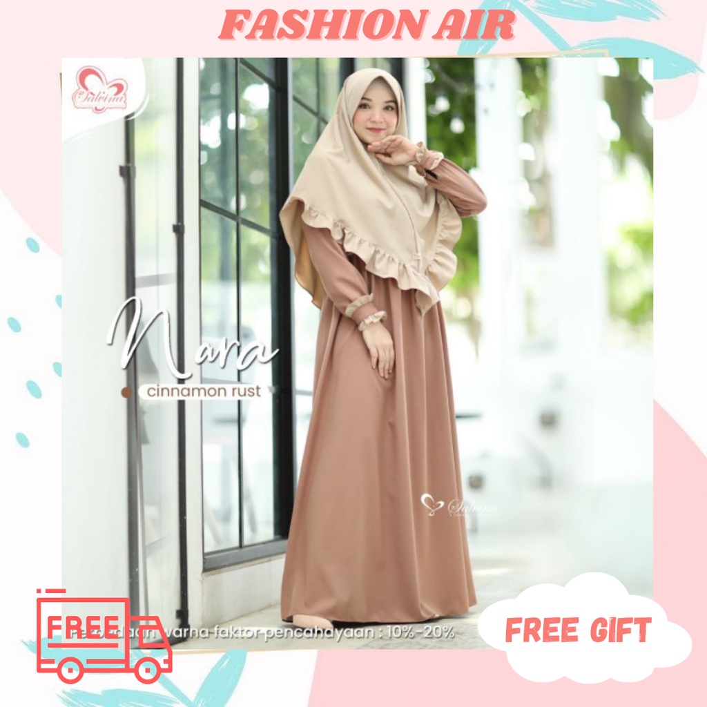 GAMIS POLOS KOMBI RUFFLE BAHAN ZARA SALVINA NARA DRESS ORIGINAL by SALVINA