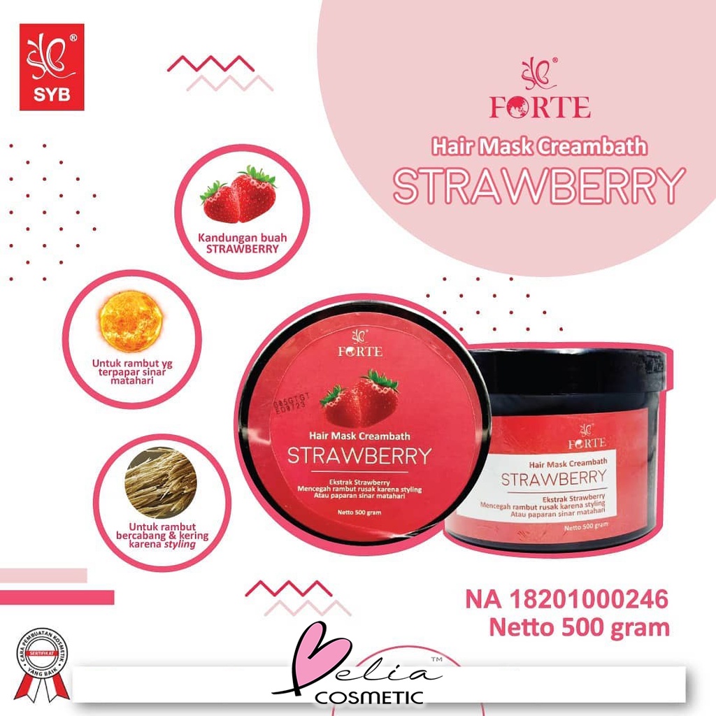 ❤ BELIA ❤ SYB Forte Hair Mask Creambath 500g | Makser Rambut | Aloe Vera | Kemiri | Ginseng | Hairmask BPOM