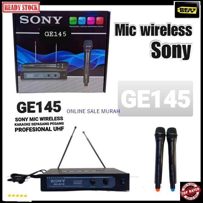 G145 SONY mic wireless karaoke mik sepasang mikrophone Wireles dual pegang UHF microphone pro suara audio sound sistem vokal vocal professional panggung dj studio G145   Sepasang mic pegang UHF  jarak mic bisa pakai sampe 20-40 meter.  BISA DIPAKAI KE SEG