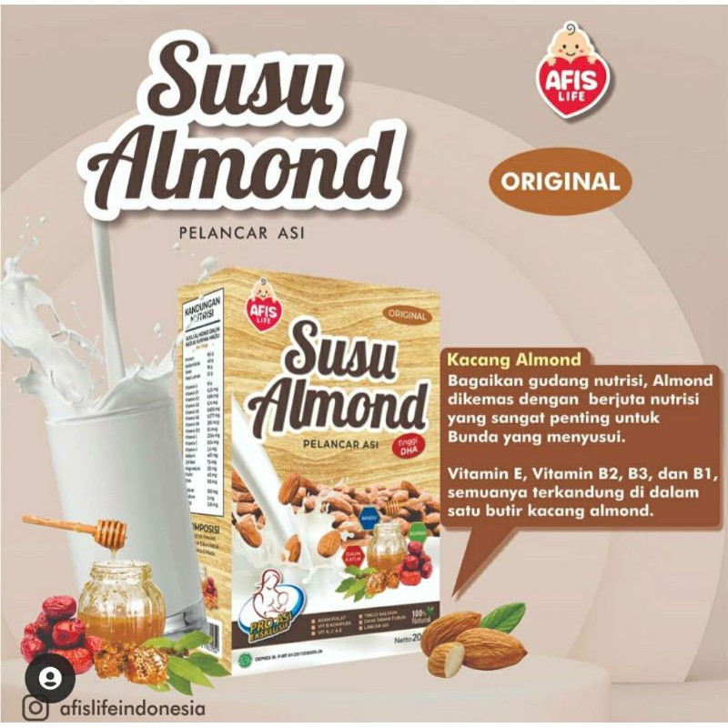 Afis life susu almond original 200 gr / pelancar Asi