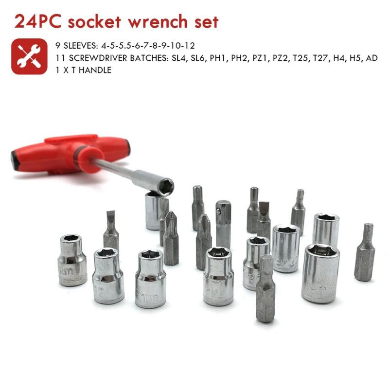 Obeng set Kunci Set 24 in 1 Multifungsi Kunci Shock Obeng Palu T