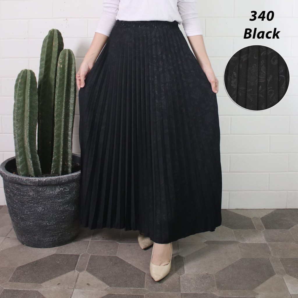 ROK PLISKET 340 LUVALINE PRISKET PANJANG PLEATED SKIRT FLARE SKIRT MAYUNG FLOWY REMPEL