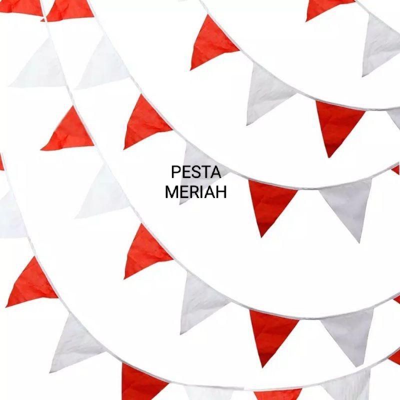 TERLENGKAP ISI 15 BENDERA HIAS MERAH PUTIH / BENDERA HUT RI / BUNTING FLAG HUT / BENDERA CARNAVAL ME