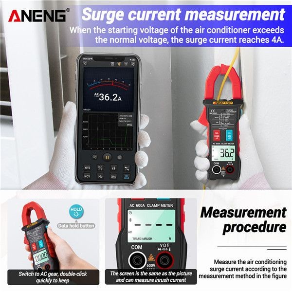 ANENG ST207 Bluetooth Digital Smart Clamp Multimeter Tang Ampere Clamp