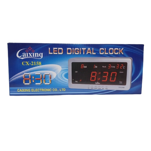 Jam Digital LED Biru Kalender Temperature Alarm Dinding Clock Caixing CX2158