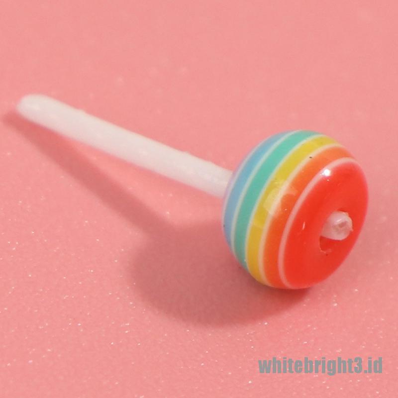 (white3) Miniatur Permen Lolipop / Dessert Dengan Case Holder Untuk Aksesoris Rumah Boneka 1 / 12