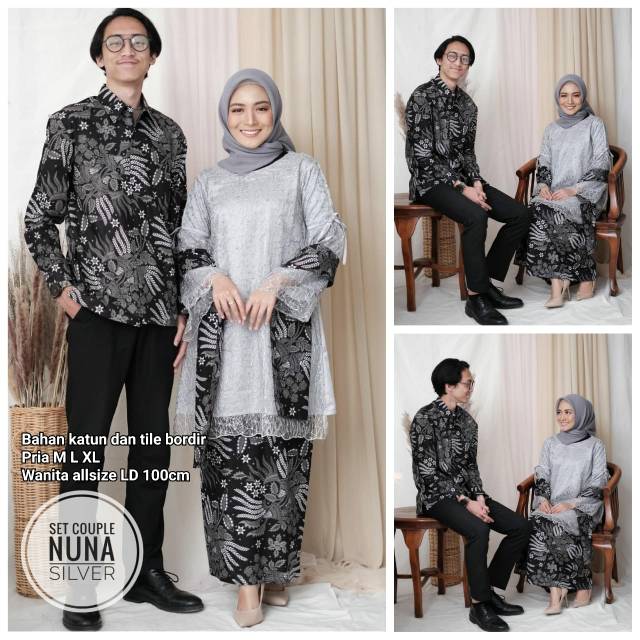 Set Couple Kebaya Madina Sage Tunik Brokat Lamaran Tunangan Wisuda Kondangan Nikahan Modern WIDBATIK WID BATIk