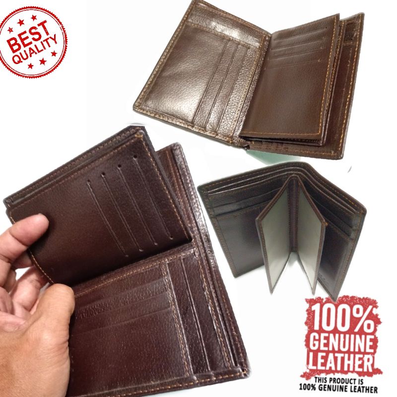 dompet unisex pria wanita kulit asli Luis Figo model tanggung 18 card slot