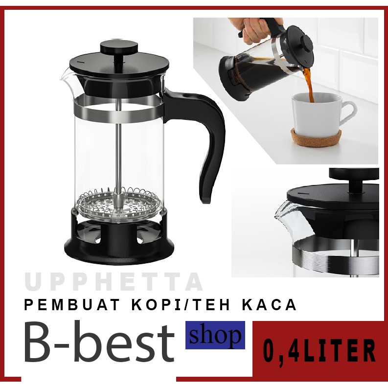 Alat pembuat kopi / teh Teko Kaca stainless Ukuran 0,4L / Coffe Maker Pembuat kopi/teh ukuran KECIL