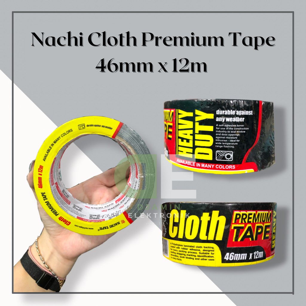 

Nachi Cloth Premium Tape Lakban Hitam Plakban Kain Selotip 46mm x 12m