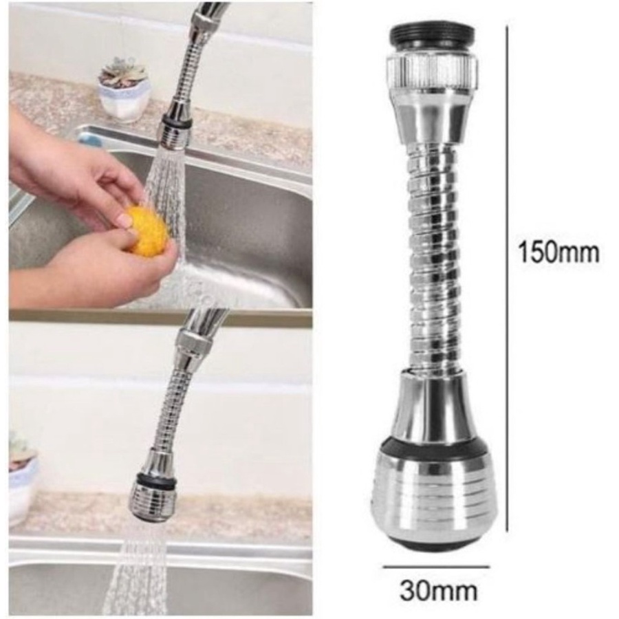 NEW sambungan kran STAINLESS TURBO Flex Faucet 360 Derajat flexible