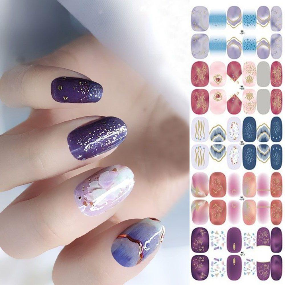 AUGUSTINA Agustina Self-Adhesive Stiker Kuku Tahan Air Rusak Berlian Imitasi Salon Kuku Nail Art Slider Relief Patung DIY Kuku Decals