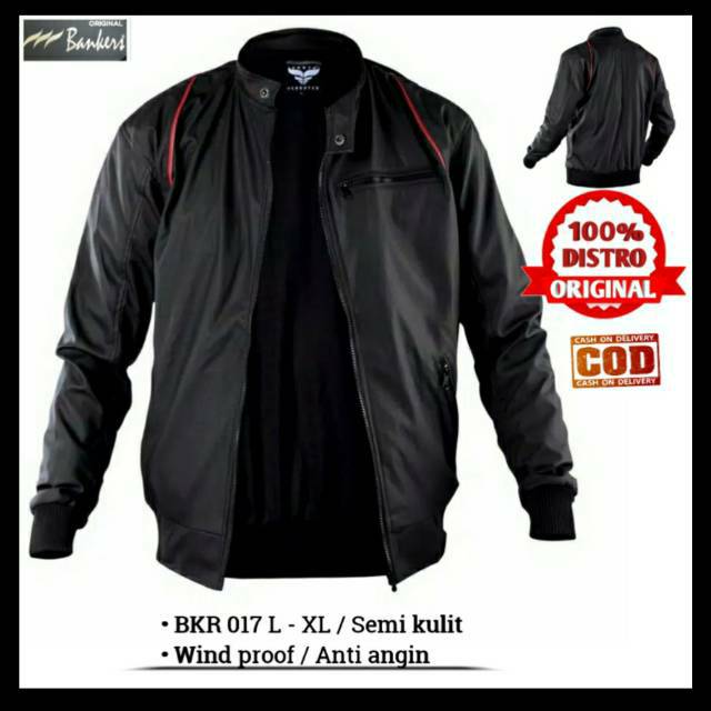 Jacket Kulit pria /Jaket motor Anti angin-Windproof Distro Original Bankers Bandung