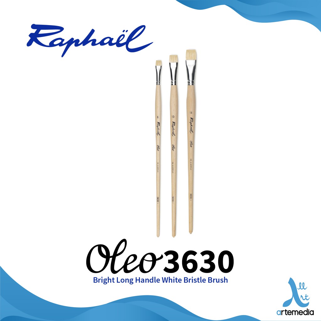 

Raphael 3630 Bright Oleo White Bristle Brush Long Handle