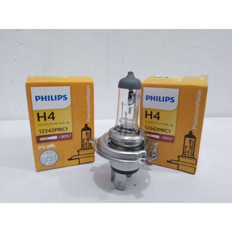 Lampu bohlam dop Phillips H4 12v 60/55w dan 100/90w Asli Standart Mobil