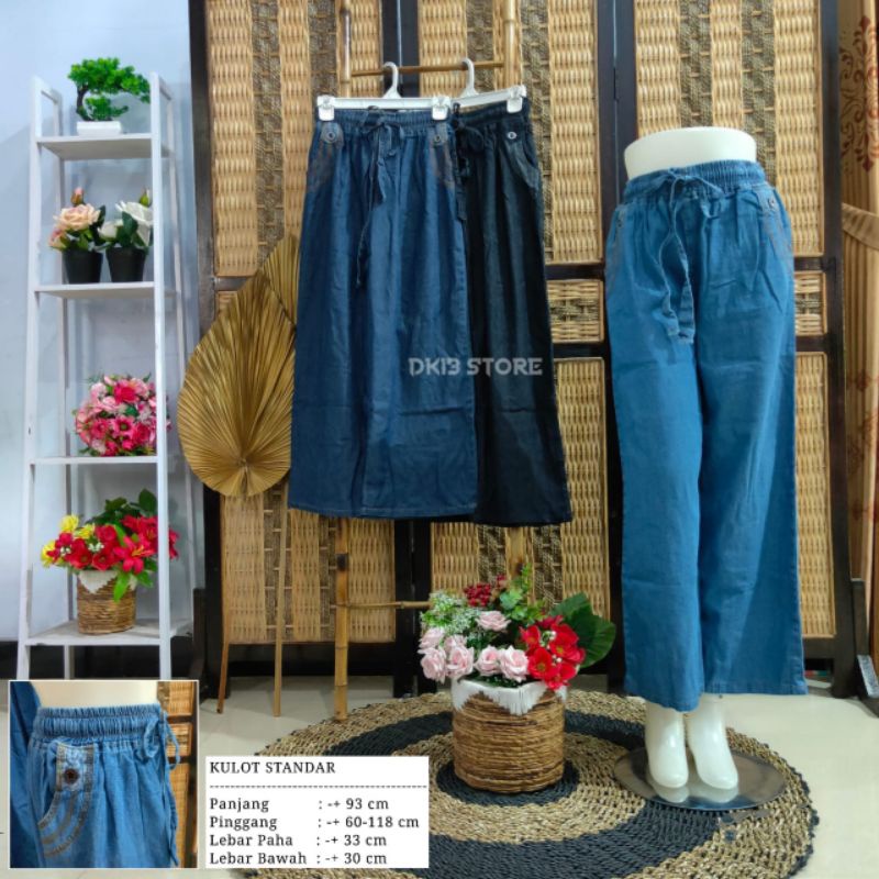 CELANA KULOT JEANS POLOS TALI MUAT SAMPAI BB 75KG