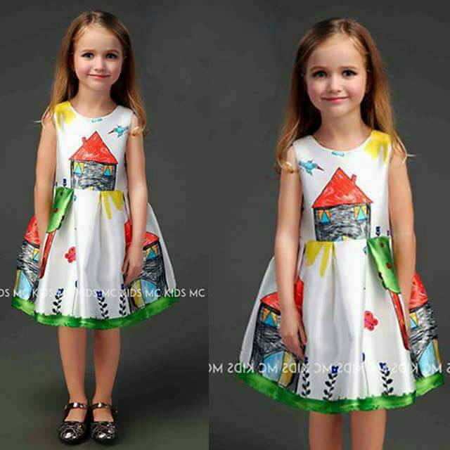 Dress Anak Cewek Drawing Kids