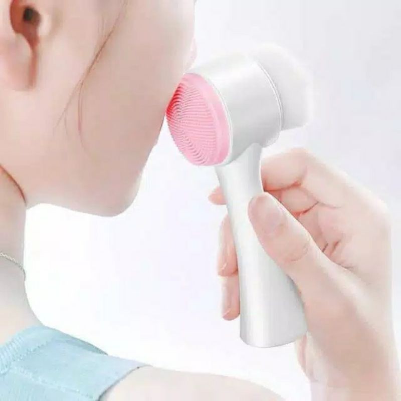 Sikat Wajah 2 Sisi Silikon/Facial Cleansing Brush double Action