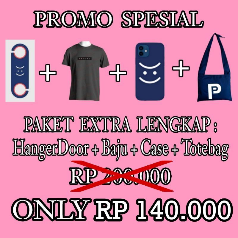 PAKET CASE HP + KAOS / BAJU FRIEND UNFRIEND +  HANGER DOOR + ADJUSTABLE TOTEBAG BAD BUDDY BADBUDDY T