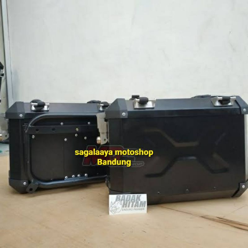 sidebox pannier badak hitam 27 liter side box samping alumunium murah versys cb500 ktm adv vixion