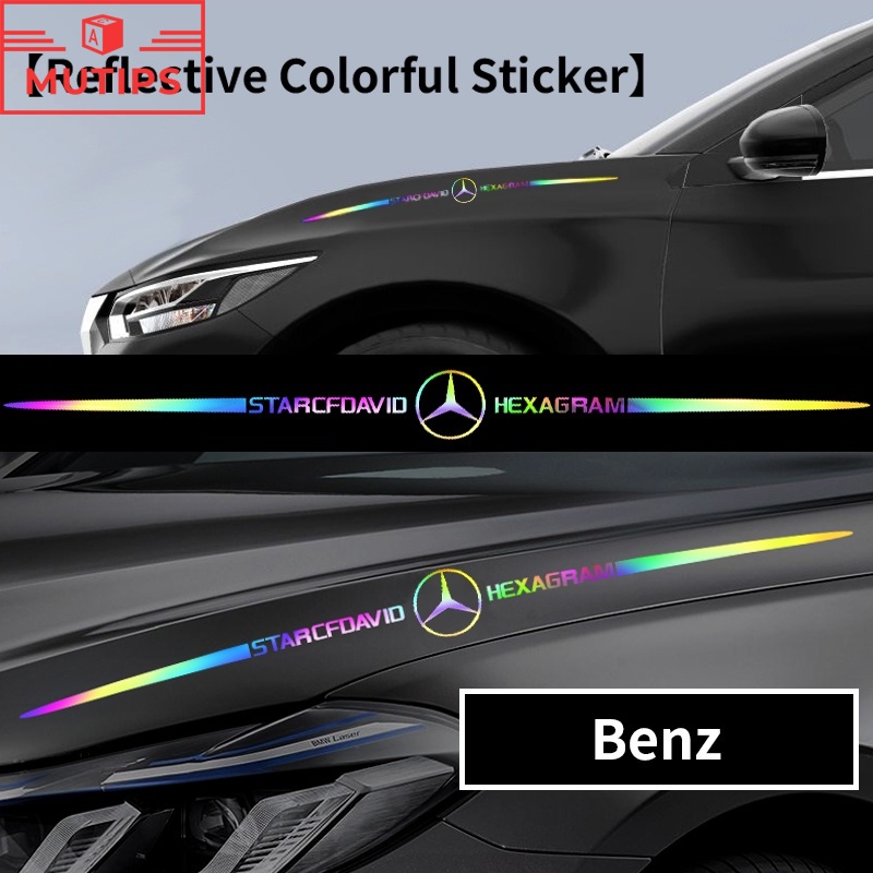 Stiker logo Mercedes Benz Reflektif laser Warna-Warni Untuk W207 W211 W205 W212 W204 W220 W206 W124 W213 W218 W222