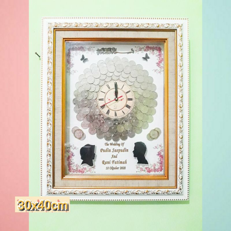Frame Mahar Model koin ,(kembali uang Rp.150.000 di karenakan memakai uang asli)