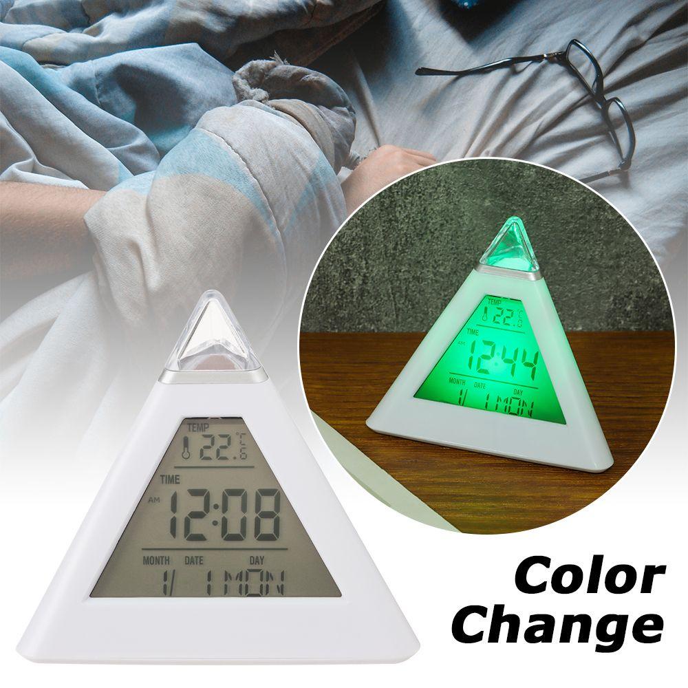 Solighter Jam Alarm Piramid High Quality Dengan Lampu Malam Termometer Meter