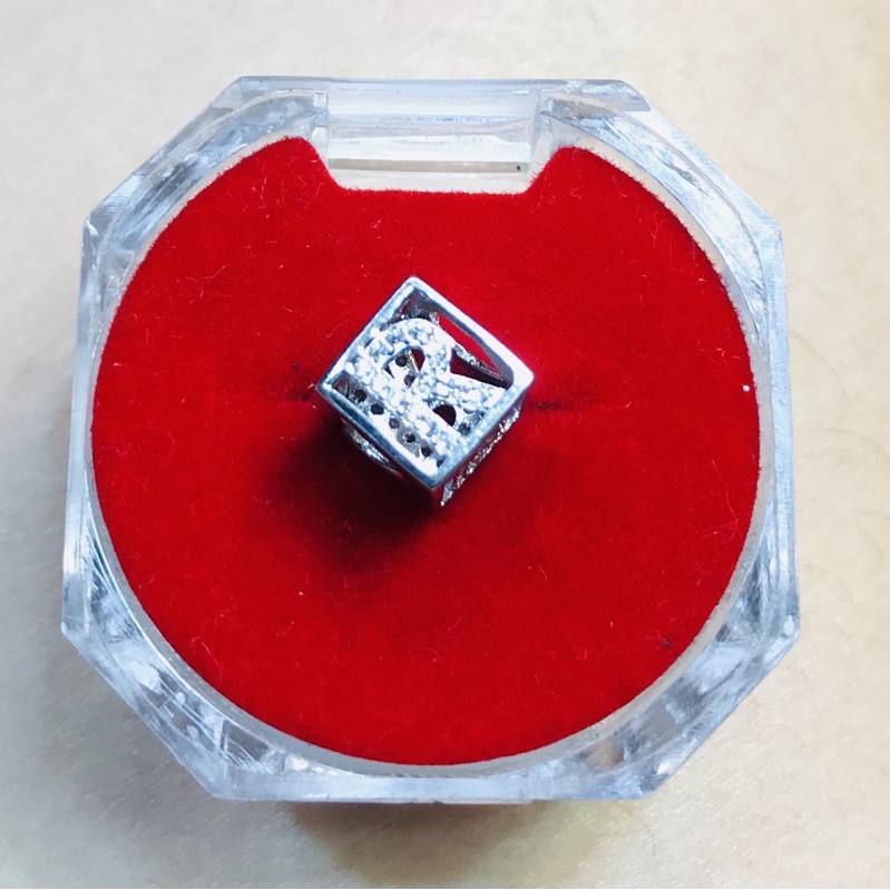 LIONTIN PERMTA HURUF A-R-S SILVER925/ LAPIS EMAS PUTIH ASLI /LT063