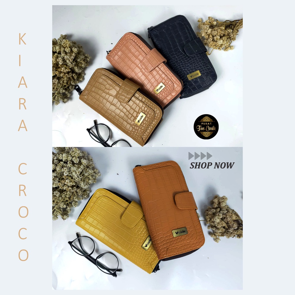 DOMPET HP WANITA BABY COFFEE KULIT CROCO KIARA ORIGINAL BY VCODE