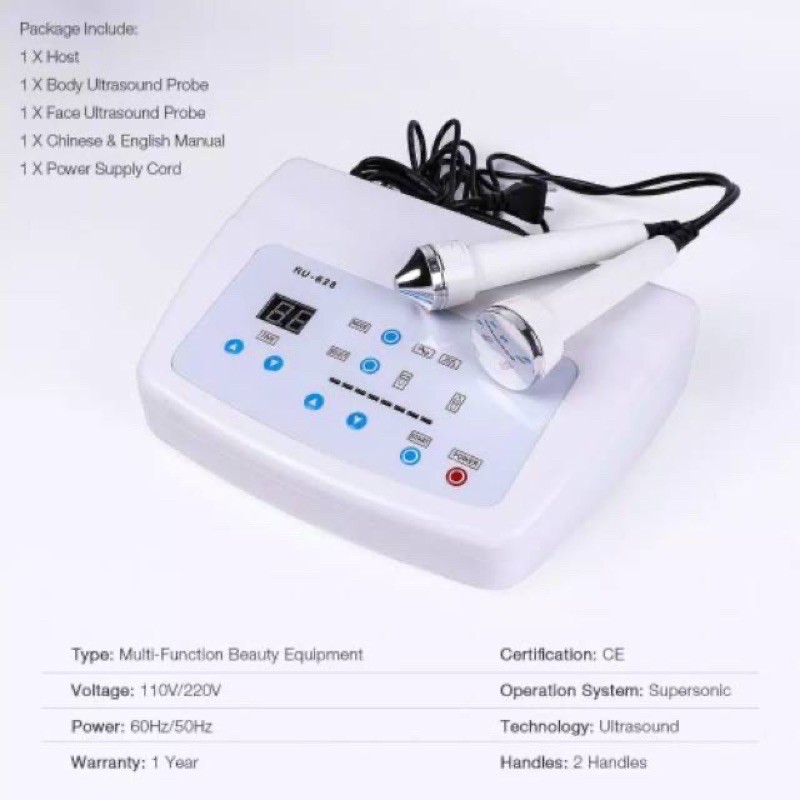 Alat detox wajah ultrasound 2in1 ru-628 flek jerawat kerutan fisioterapi hilangkan kantung mata