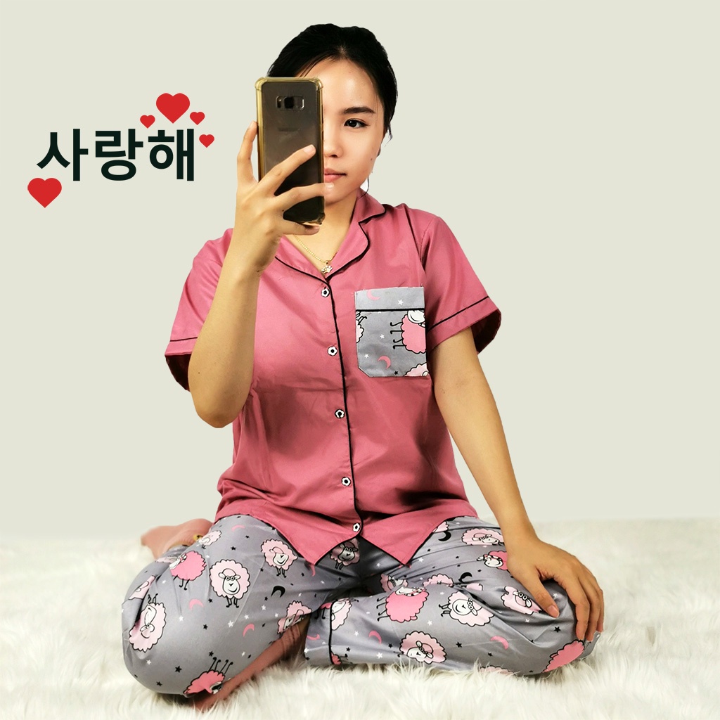 Baju Tidur Piyama Wanita Dewasa Setelan CP Motif Trendy-CPL SHEEP COMBINA