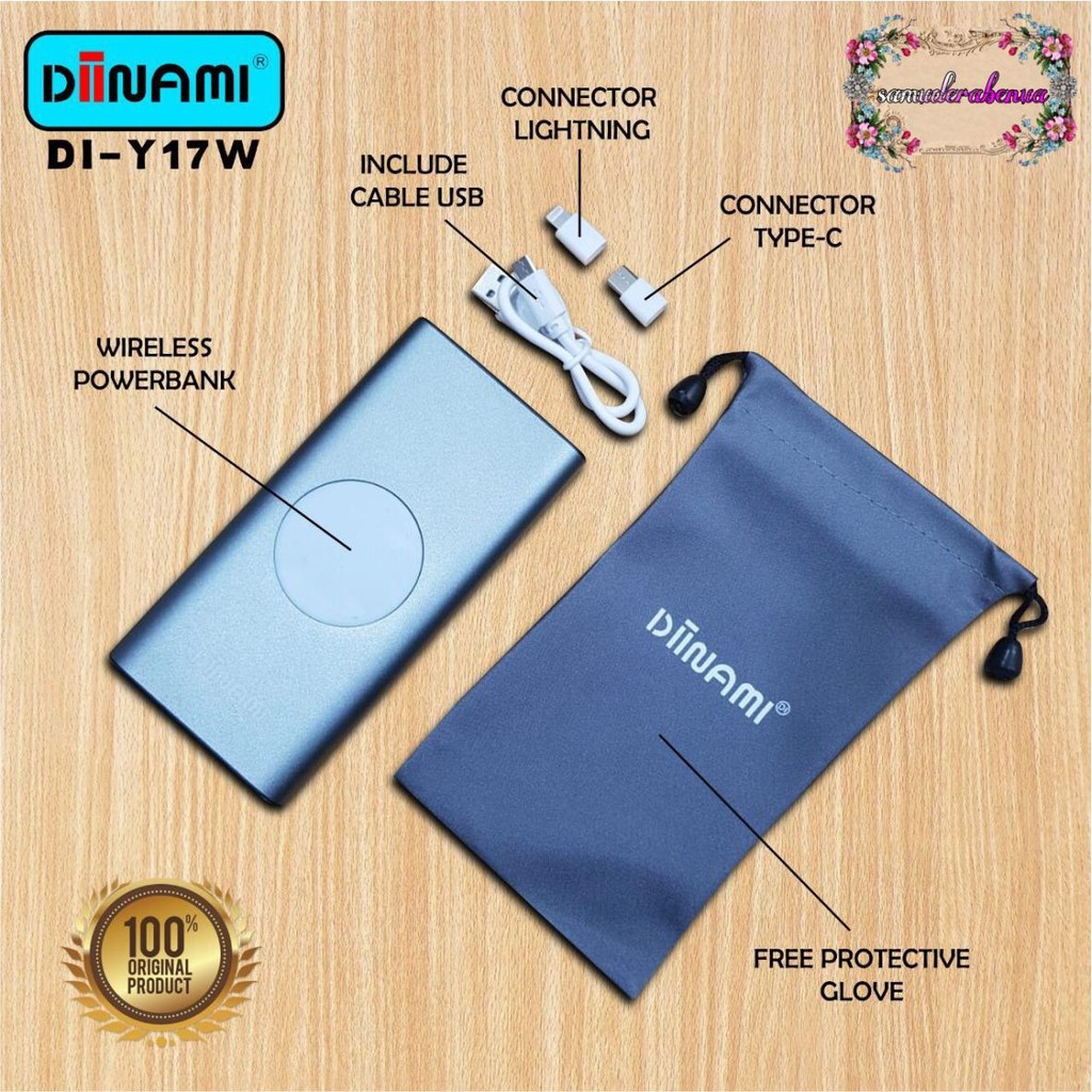 BM105 Powerbank diinami Y17W real 10000MAH + wireless charger power bank SB762