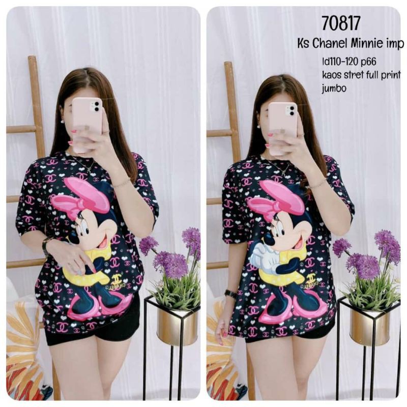ATASAN KAOS OBLONG WANITA IMPORT PREMIUM CHANEL MINNIE 70817