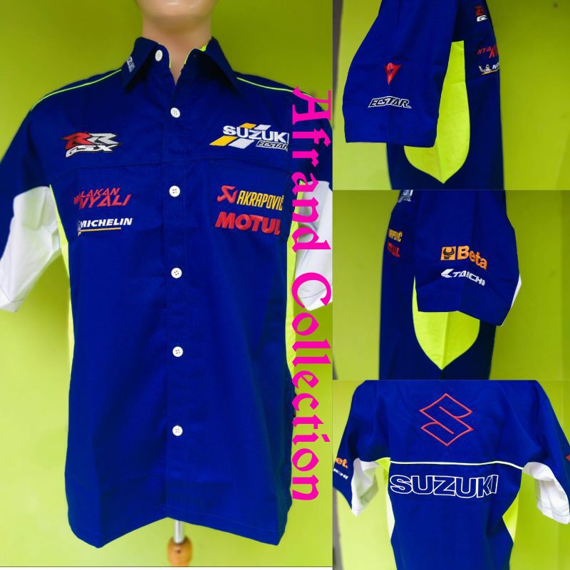 BAJU KEMEJA SERAGAM KHAS BORDIR MOTOGP SUZUKI TEAM